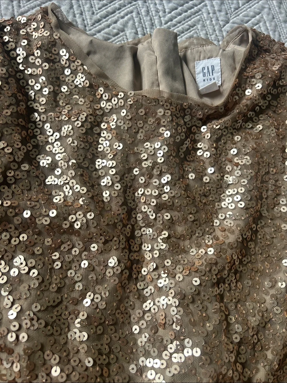 GAP Girls Metallic Sequin Dress in Gold